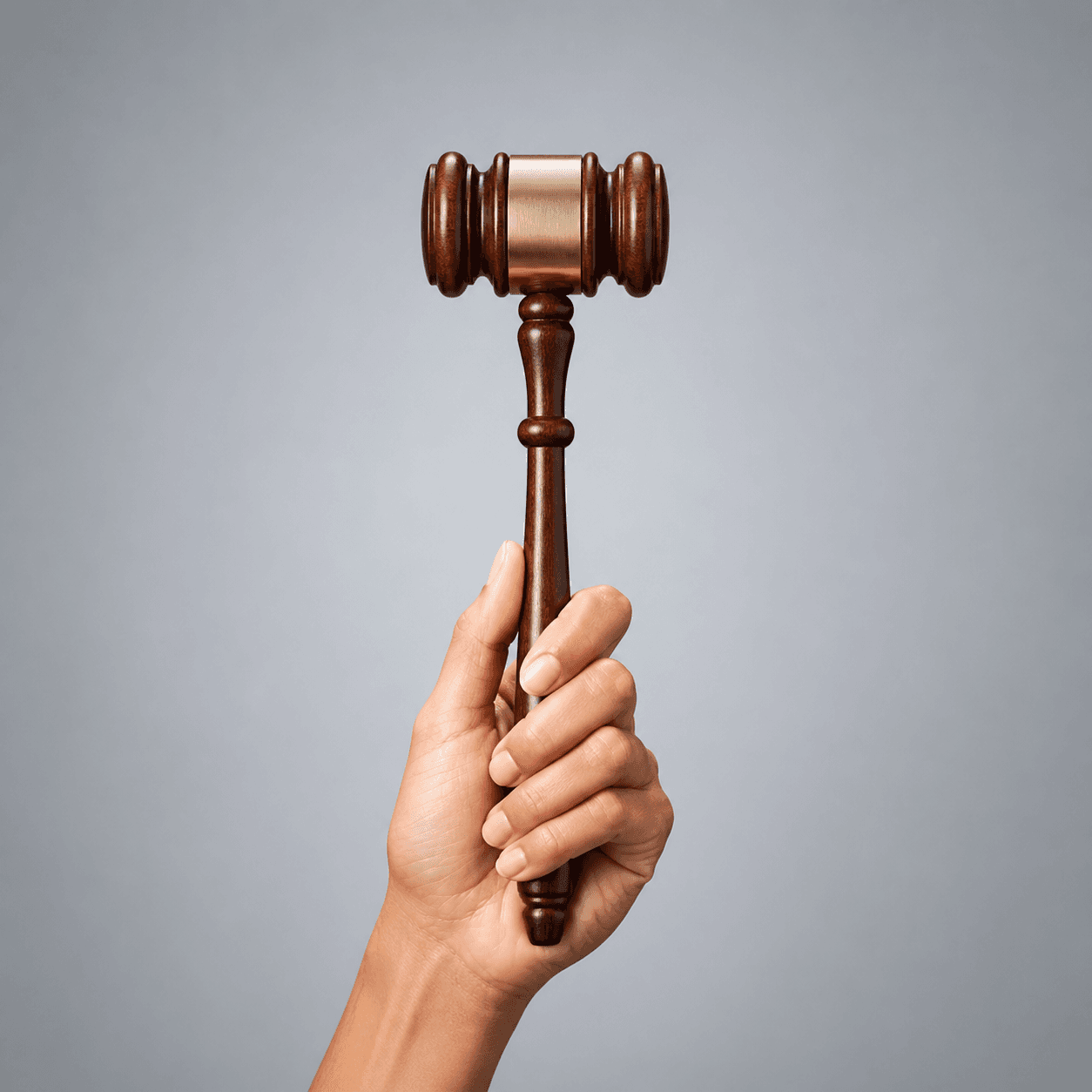 A hand holding a gavel representing utility and government industries