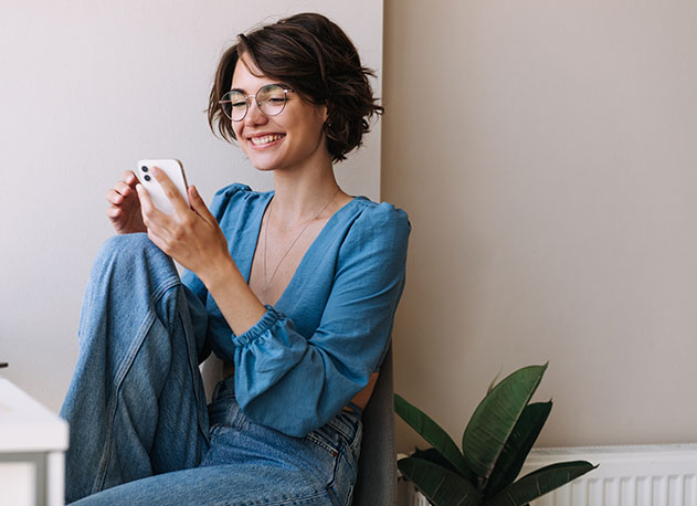 A woman looking at her customized receipts from her dating app powered by American PaySave POS systems