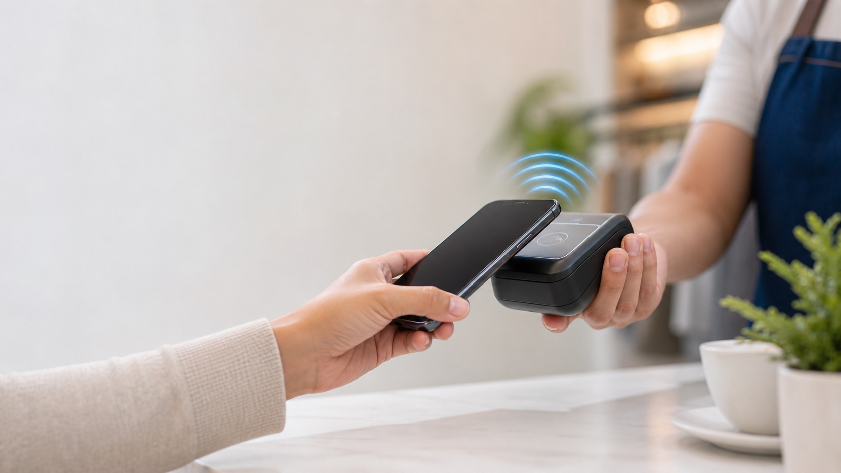 Two phones using American PaySave's Tap to Pay app