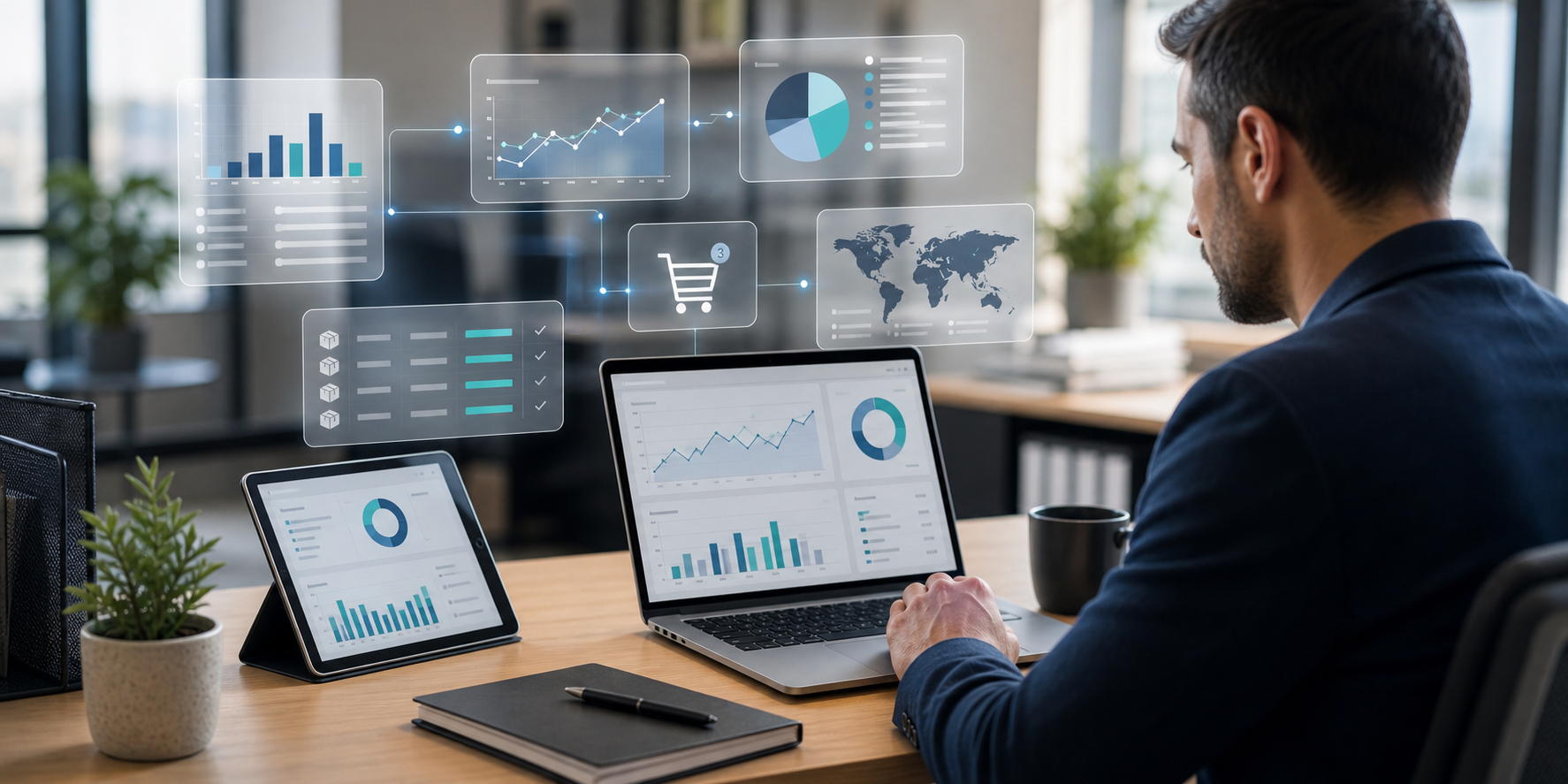 Restaurant employees looking over sales reporting tools from American PaySave